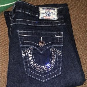 True religion rhinestone flare jean